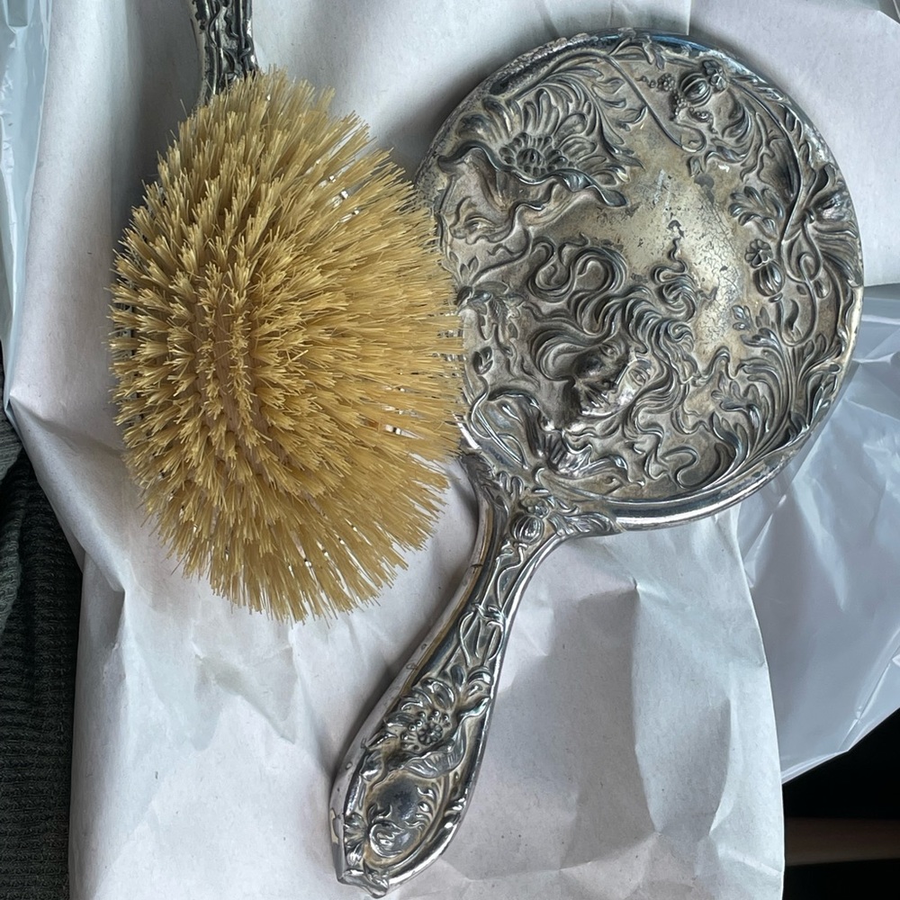 Art nouveau period brush and mirror set